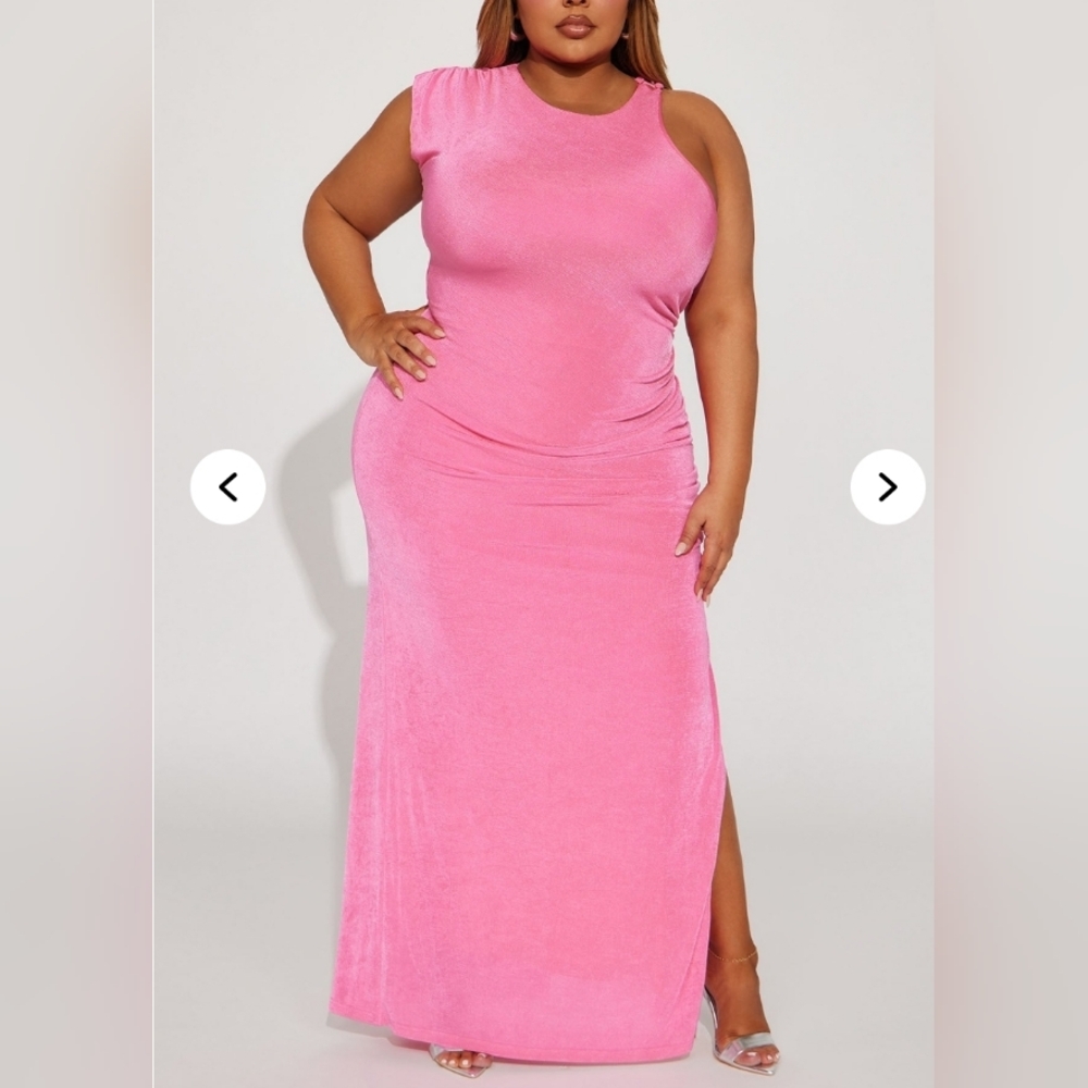 Pink Asymmetrical Ribbed Bodycon Dress